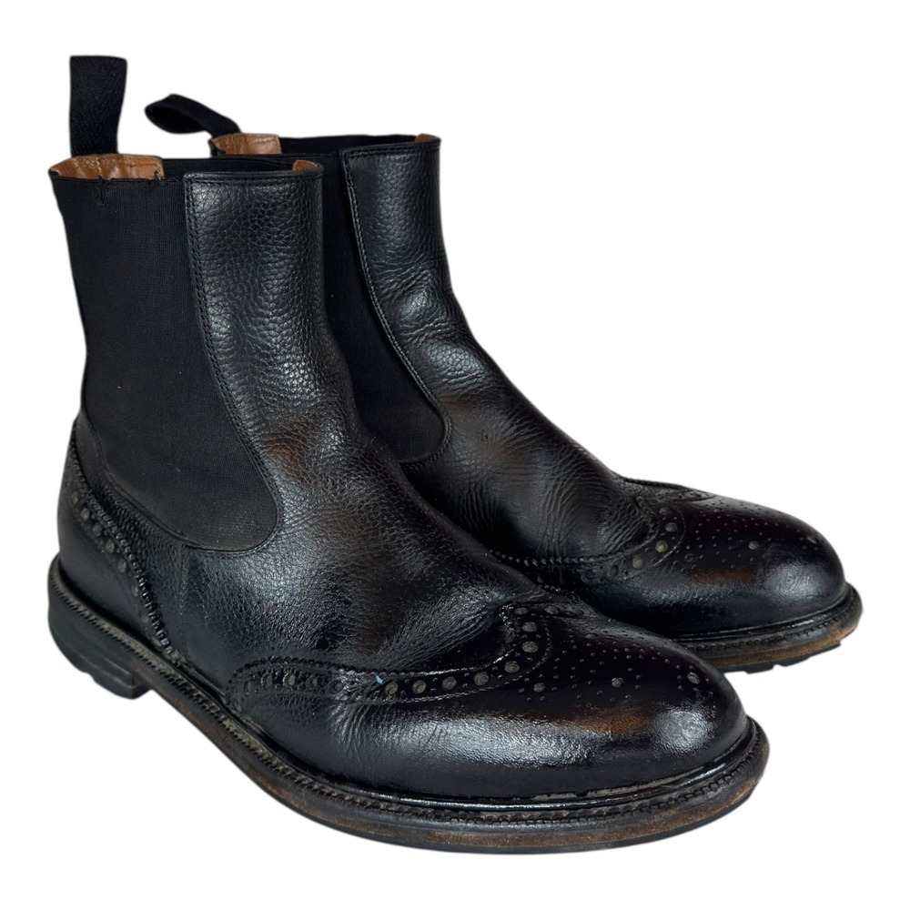 Velasca Boots Mens 42 US 9 Avocatt Chelsea Calf Leather Full Brogue Shoes Black